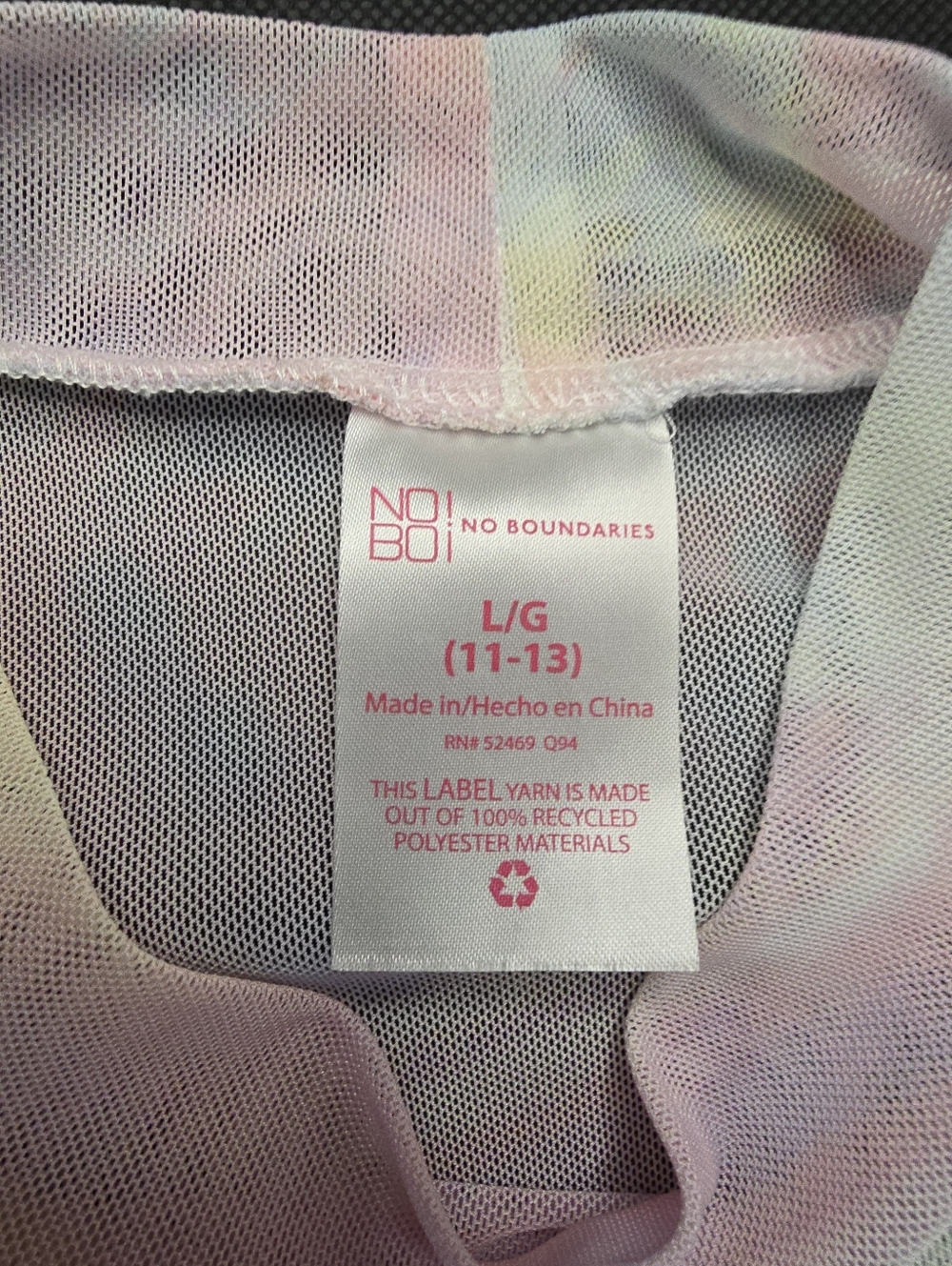 No Boundaries Sheer Top Pastel Pink Tie Dye Mesh 3/4 Sleeve Mock Neck Y2K L - Picture 3 of 12